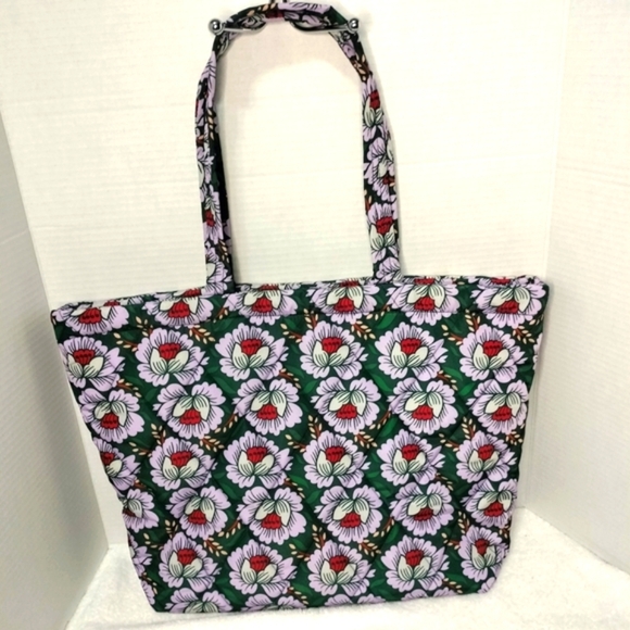 Vera Bradley Handbags - Vera Bradley Floral Tote Bag Lotus Sea Moss Zip Top Medium Quilted